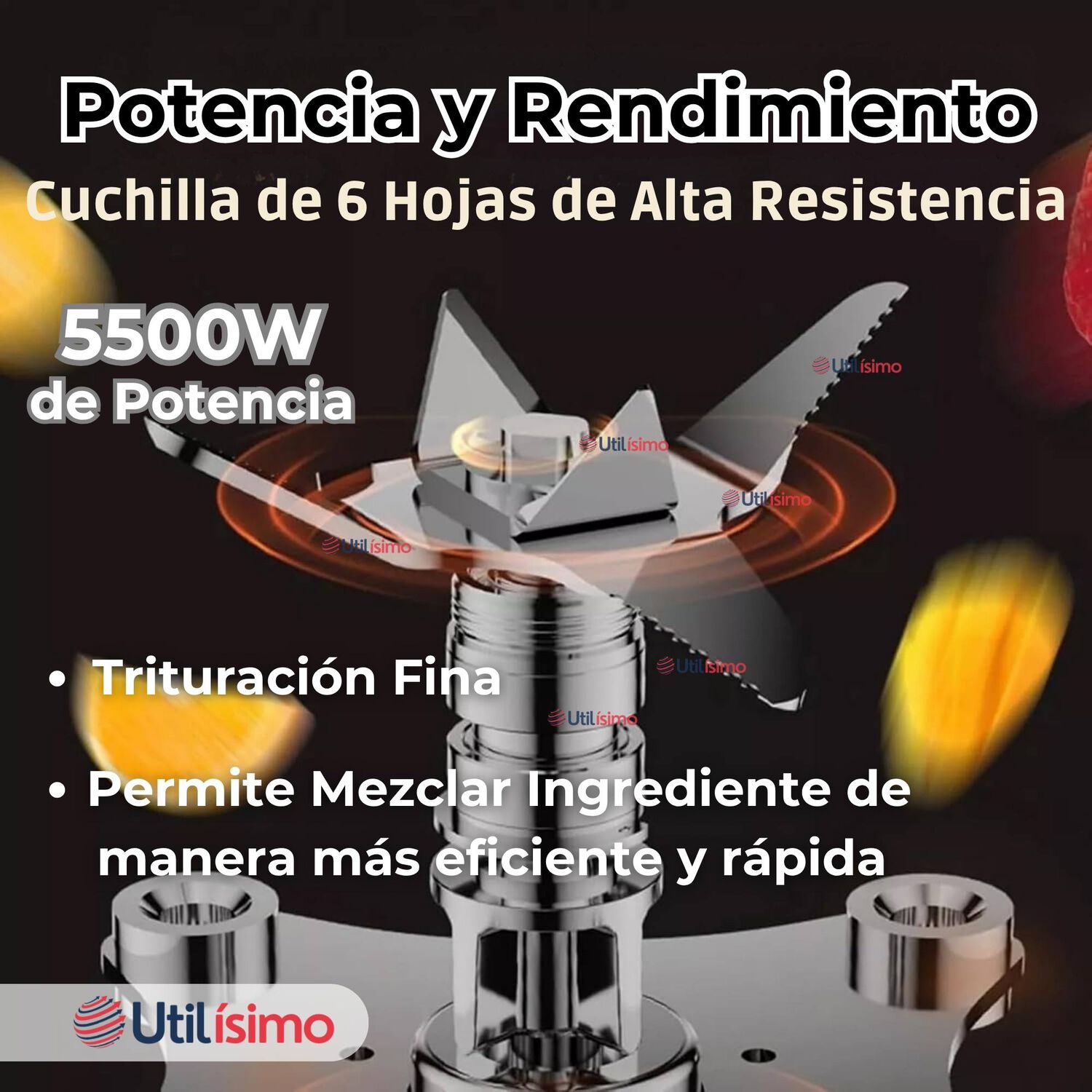 Licuadora Juguera Potente Multifuncional Jarra De Pl&aacute;stico 2l 5500w De Potencia + Mango Triturador image number 7.0