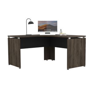 Escritorio Fm-004n - Negro Y Café Oscuro