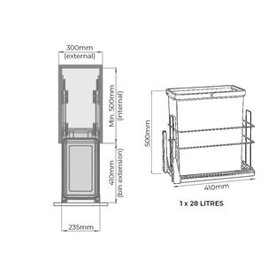 Basurero 28 Lts Para Frente 300 Mm Higold Gris