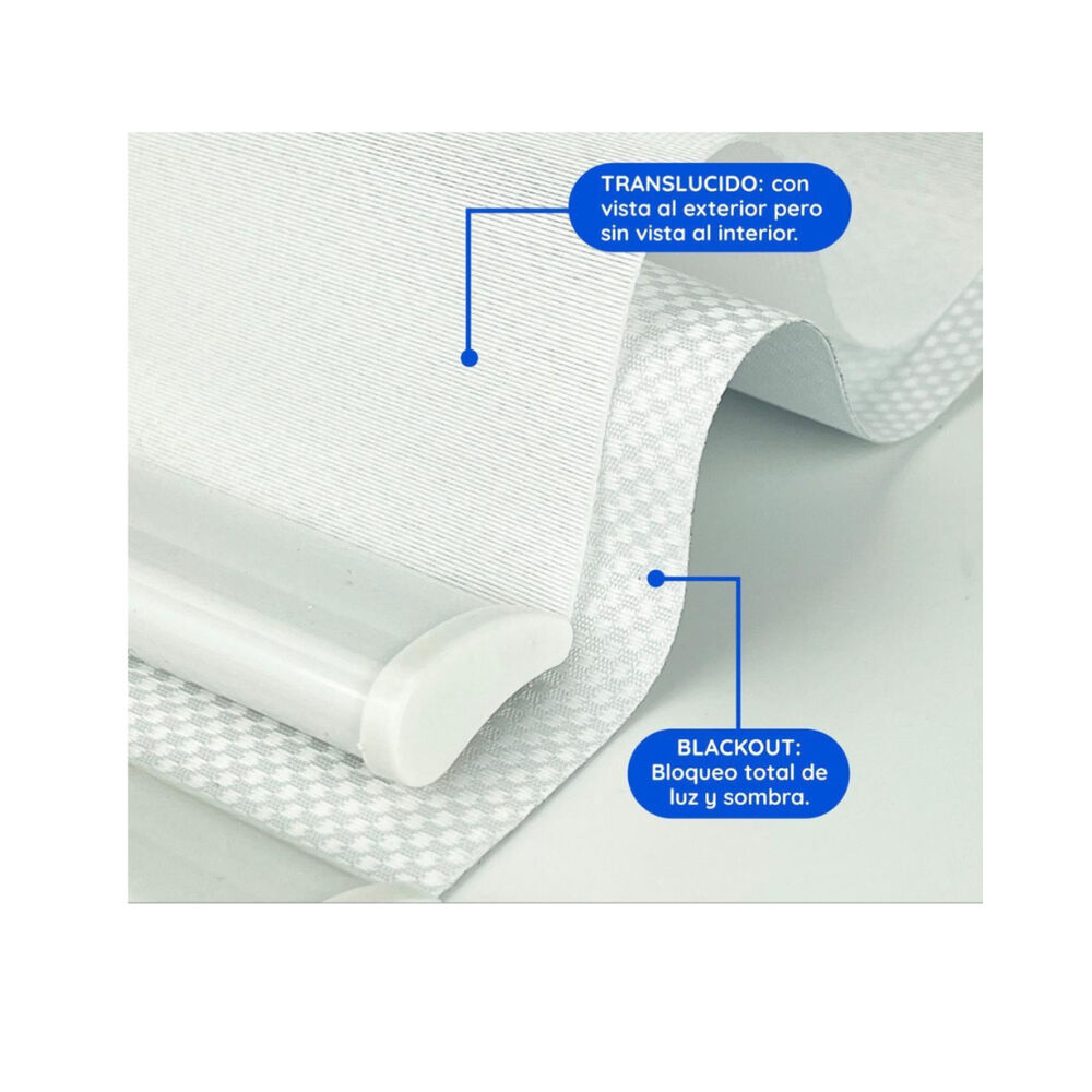 Cortina Roller Blackout Doble Tela 140x200 Con Cenefa Blanco Jaspeado image number 3.0