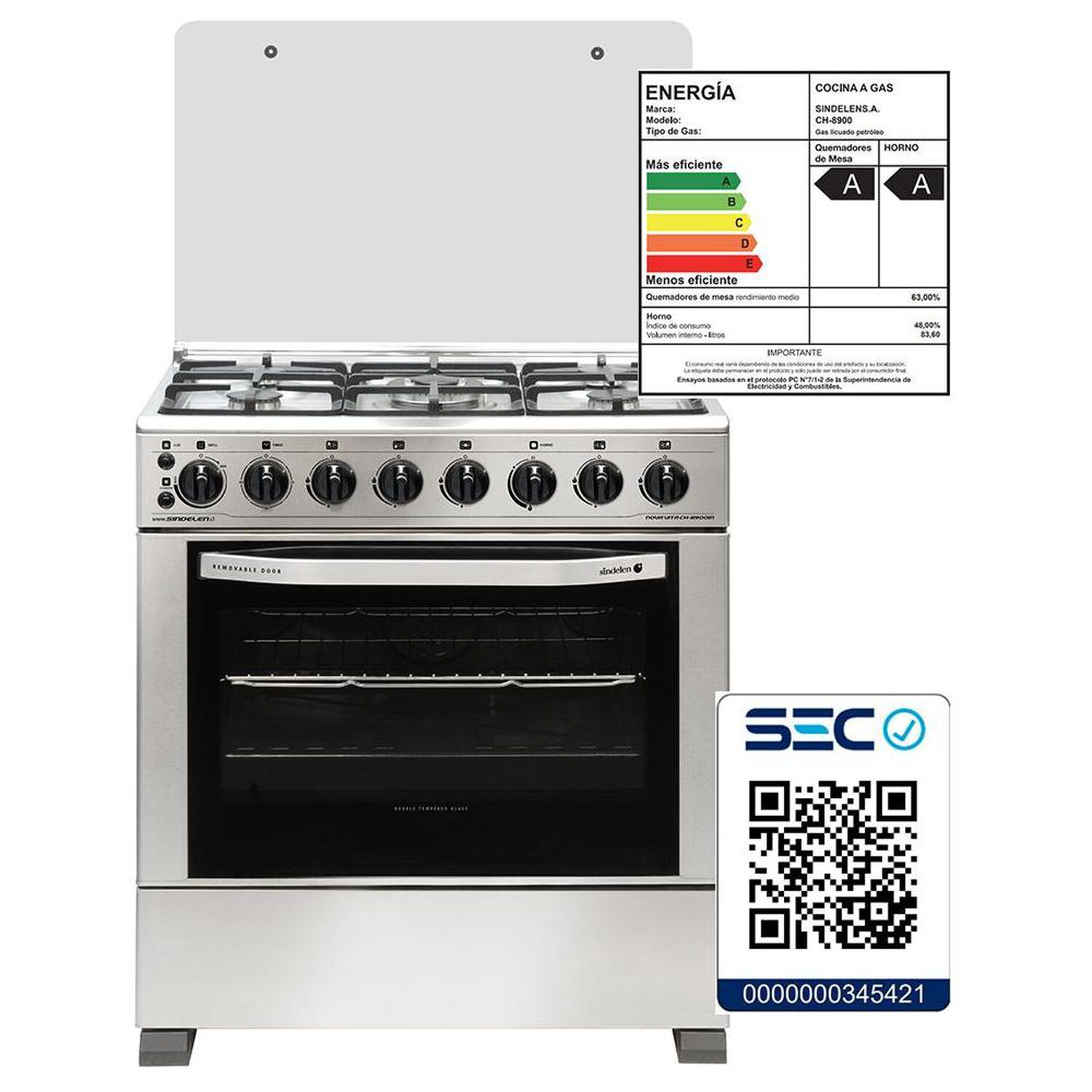 Cocina A Gas Sindelen CH-8900IN 5P / 5 Quemadores image number 6.0