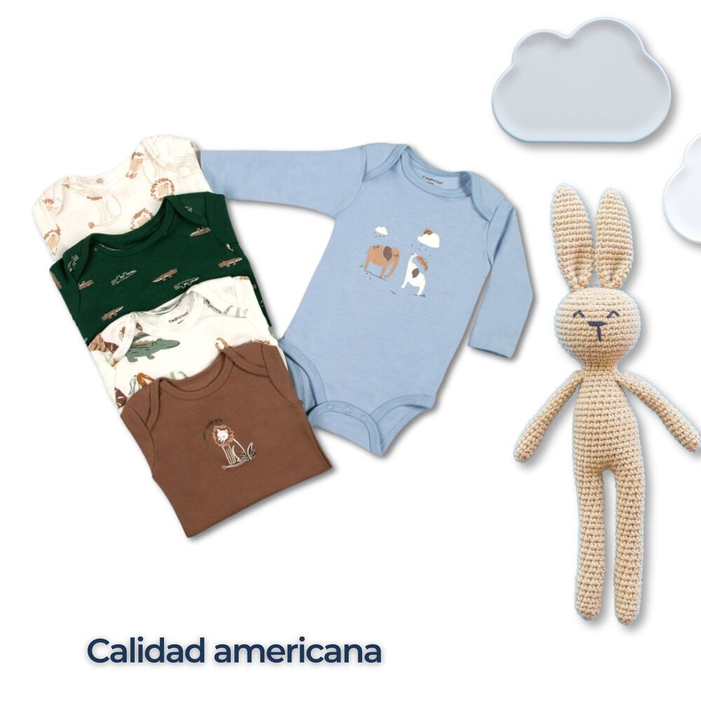 Pack 5 Bodys Ni&ntilde;o Manga Larga Tedmimak 100% Algod&oacute;n Fun Animals image number 5.0