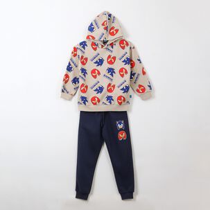 Conjunto Buzo Ni&ntilde;o Full Print Sonic & Nuckles Beige Sonic