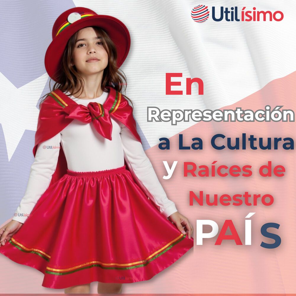 Traje Nortino Con Polera Fiestas Patrias Baile Nortino Rojo image number 6.0