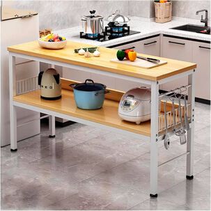 Mesa De Cocina Organizadora 2 Niveles Metal Y Madera