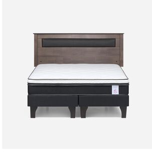 Cama Europea Rosen New Style 6 / 2 Plazas / Base Dividida  + Respaldo Ferrara Gris