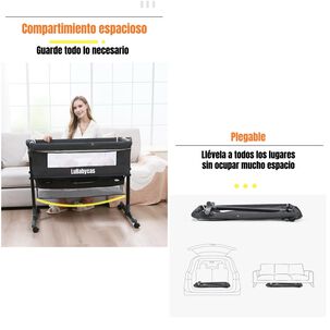 Cuna Colecho One Con Mosquitero Colch&oacute;n Gris Lubabycas