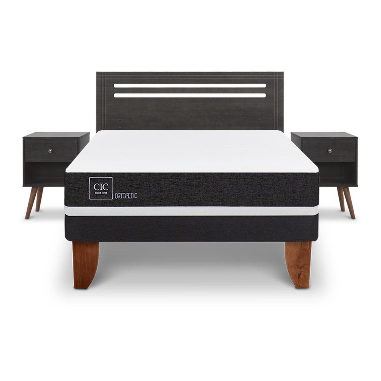 Cama Europea Cic Ortopedic / 2 Plazas / Base Normal + Set De Maderas image number 0.0