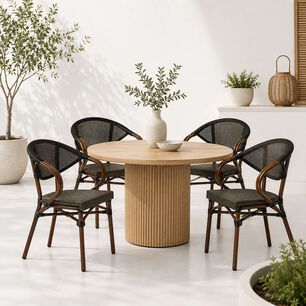 Pack De 4 Sillas Bistro Parisina Textileno Con Reposabrazos - Caf&eacute; Oscuro