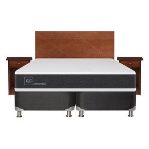 Box Spring Cic Ortopedic / 2 Plazas / Base Dividida + Set De Maderas