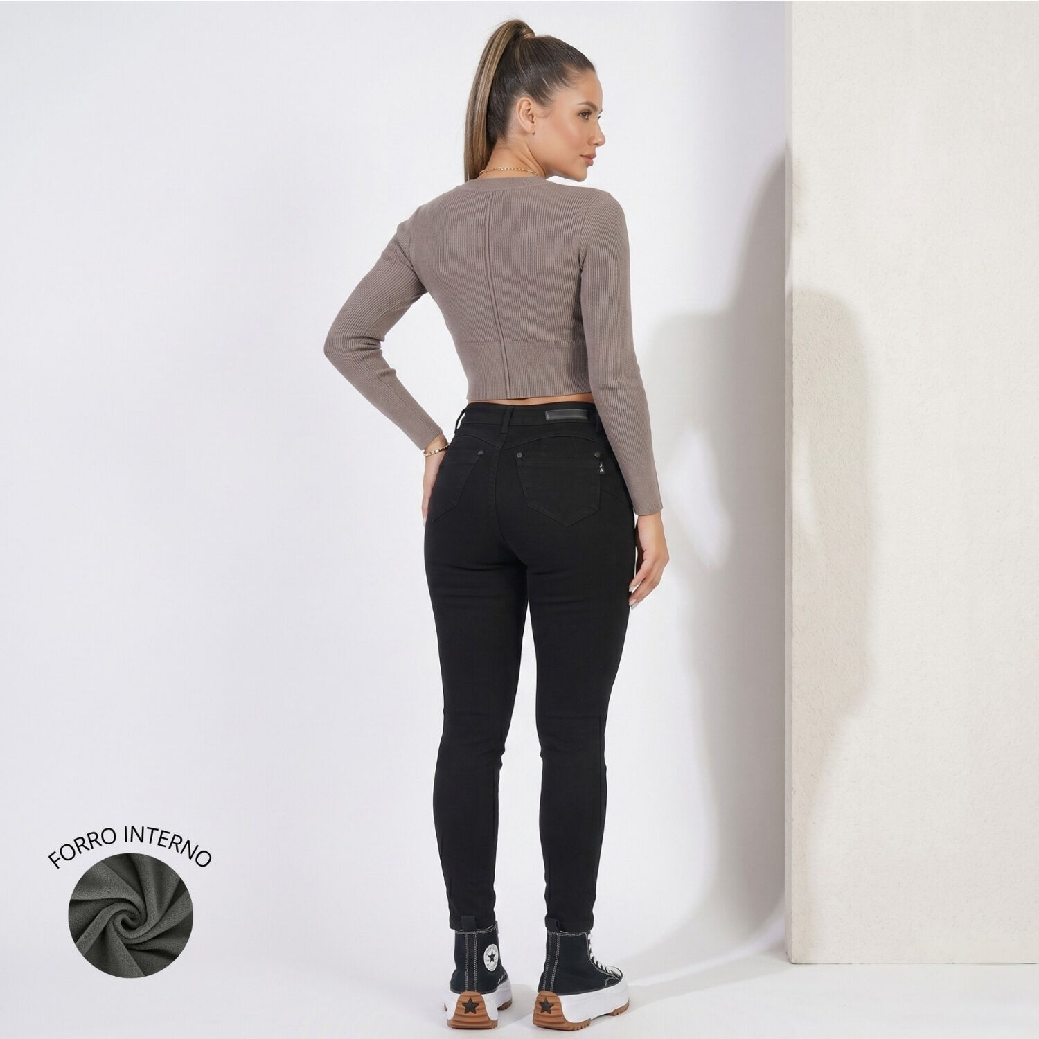 Jeans Pantalon Skinny Forro Polar Mujer image number 2.0