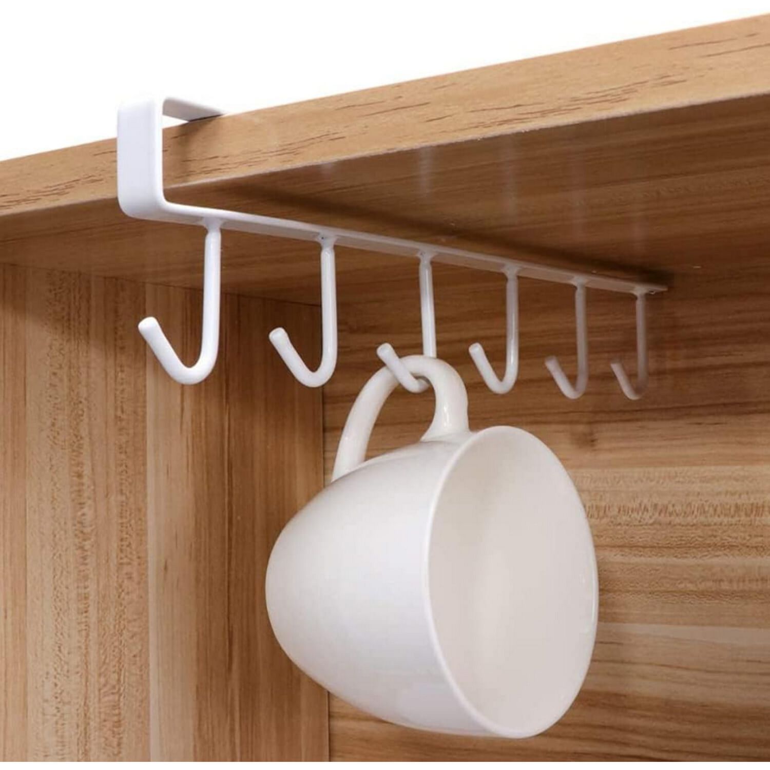 Colgador Organizador Soporte Tazas Utensilios Cocina Metal Blanco image number 2.0