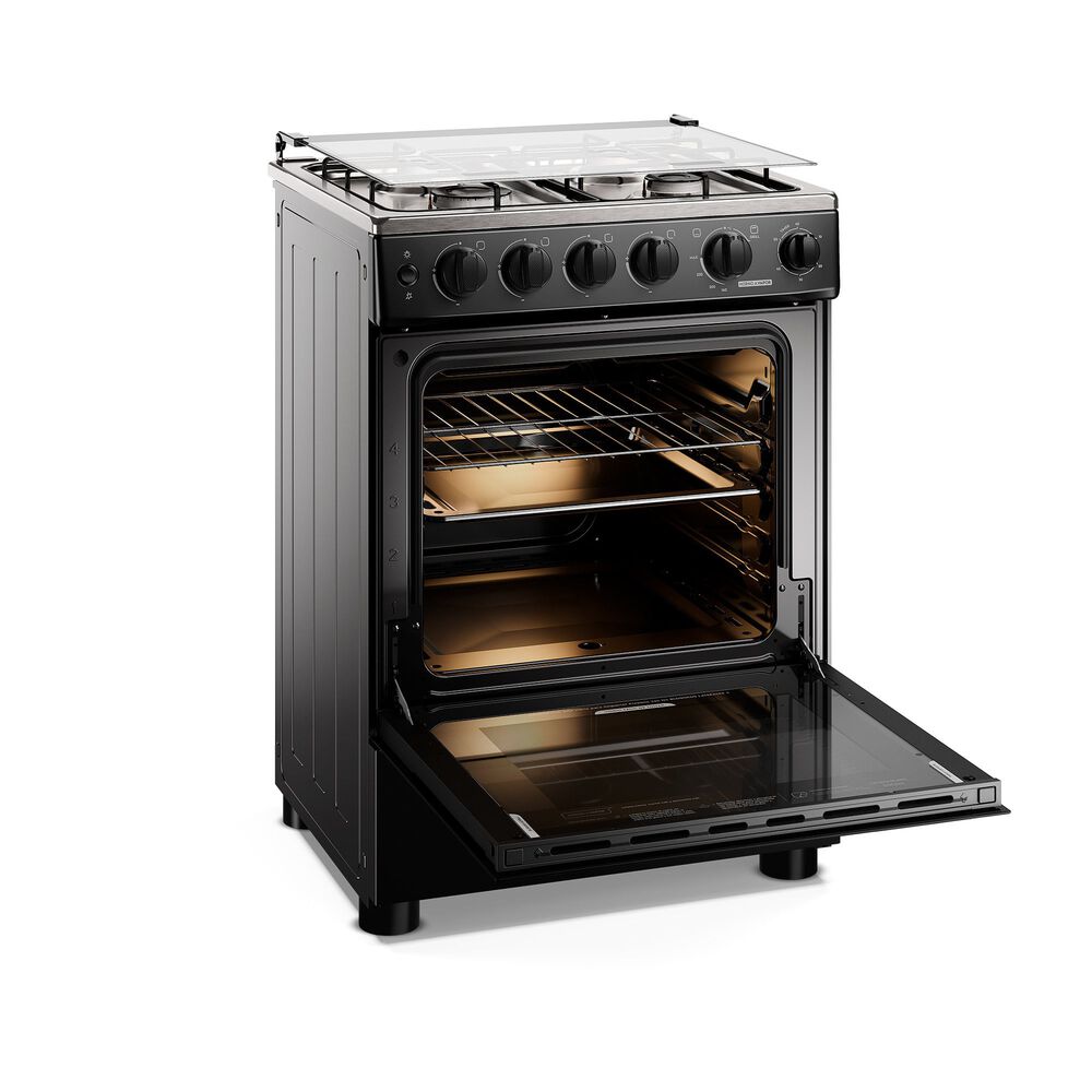 Cocina A Gas 4 Platos Horno Vapor Y Temporizador Fm4tpc Negra image number 6.0