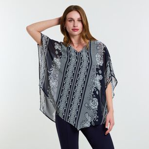 LESAGE BLUSA PRINT TIPO TÚNICA MANGA CORTA CUELLO V MUJER LESAGE