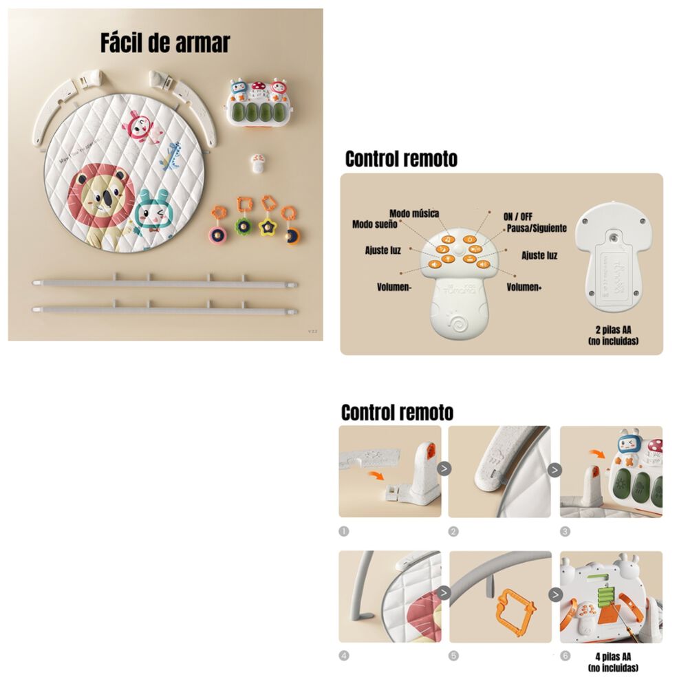 Gimnasio Bluetooth Musical Piano Con Control Tm220 Lubabycas image number 2.0