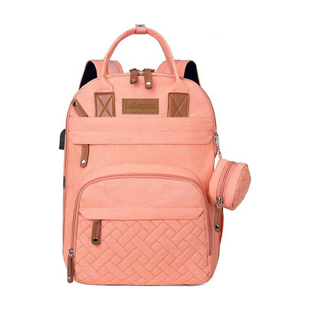 Mochila Maternal Con Monedero Y Colgador Lubabycas Rosada image number 0.0