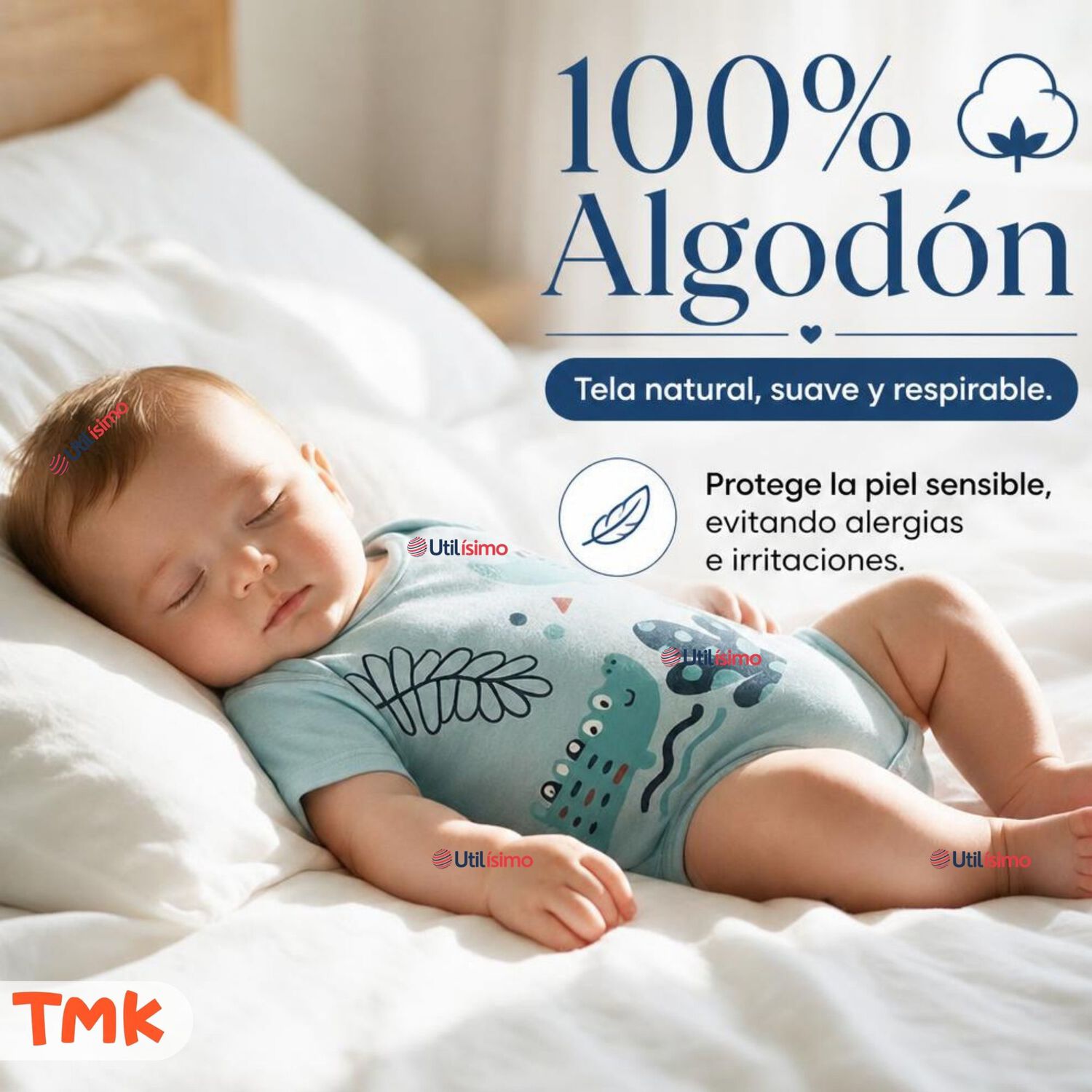 Pack 5 Bodys Manga Corta 100% Algod&oacute;n Tedmimak Ni&ntilde;o Blue Croc Jungle image number 4.0