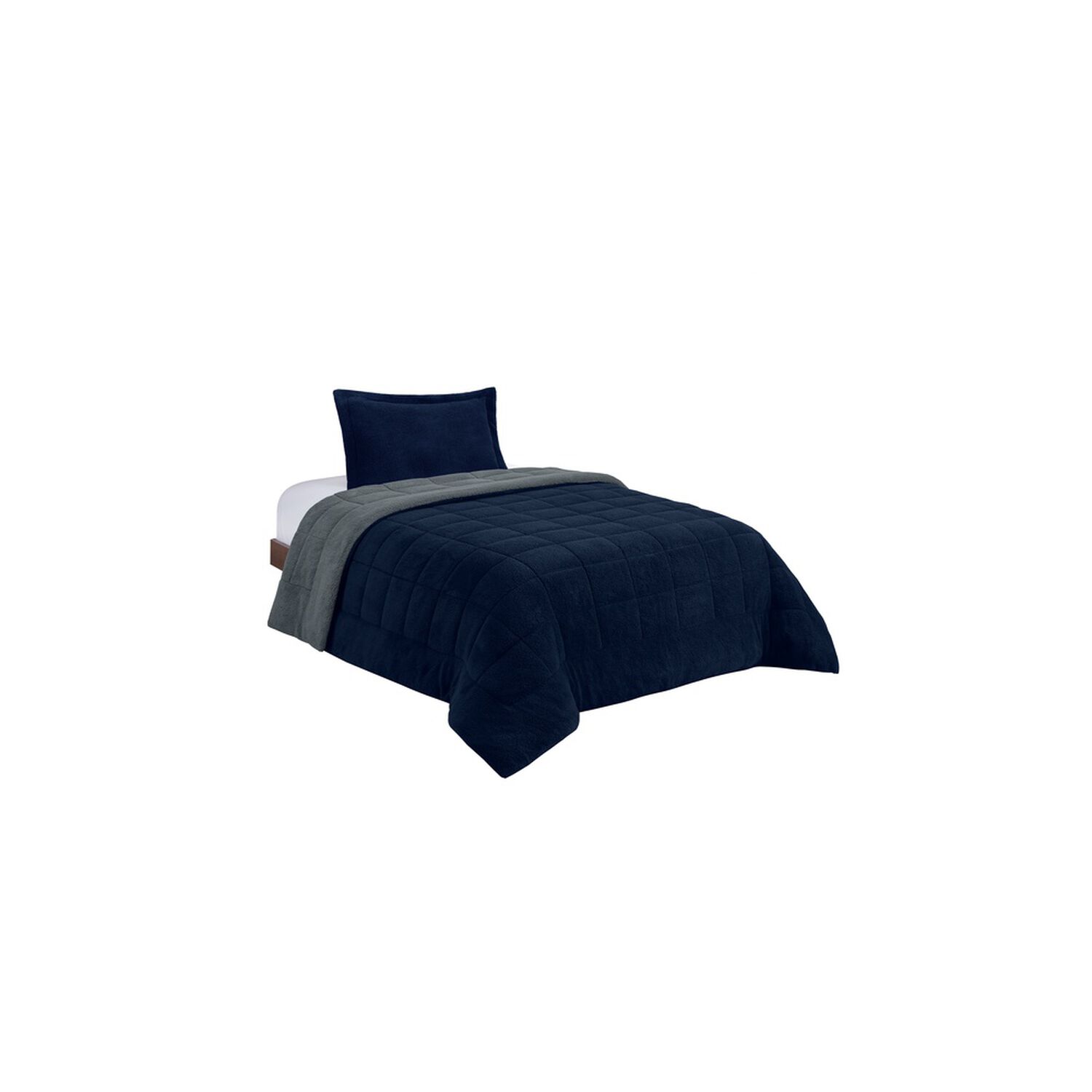 Plumon Andes Sherpa Bicolor Gris 1.5 Pl image number 1.0