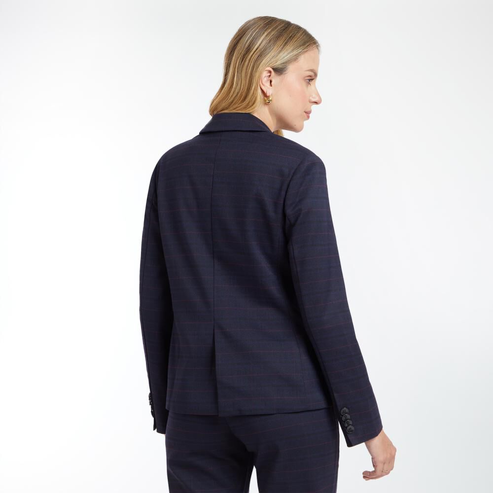 Blazer Jacquard Regular Cuello Solapa Mujer Kimera image number 3.0