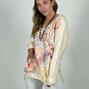 Sweater Spandex Print Y Flores