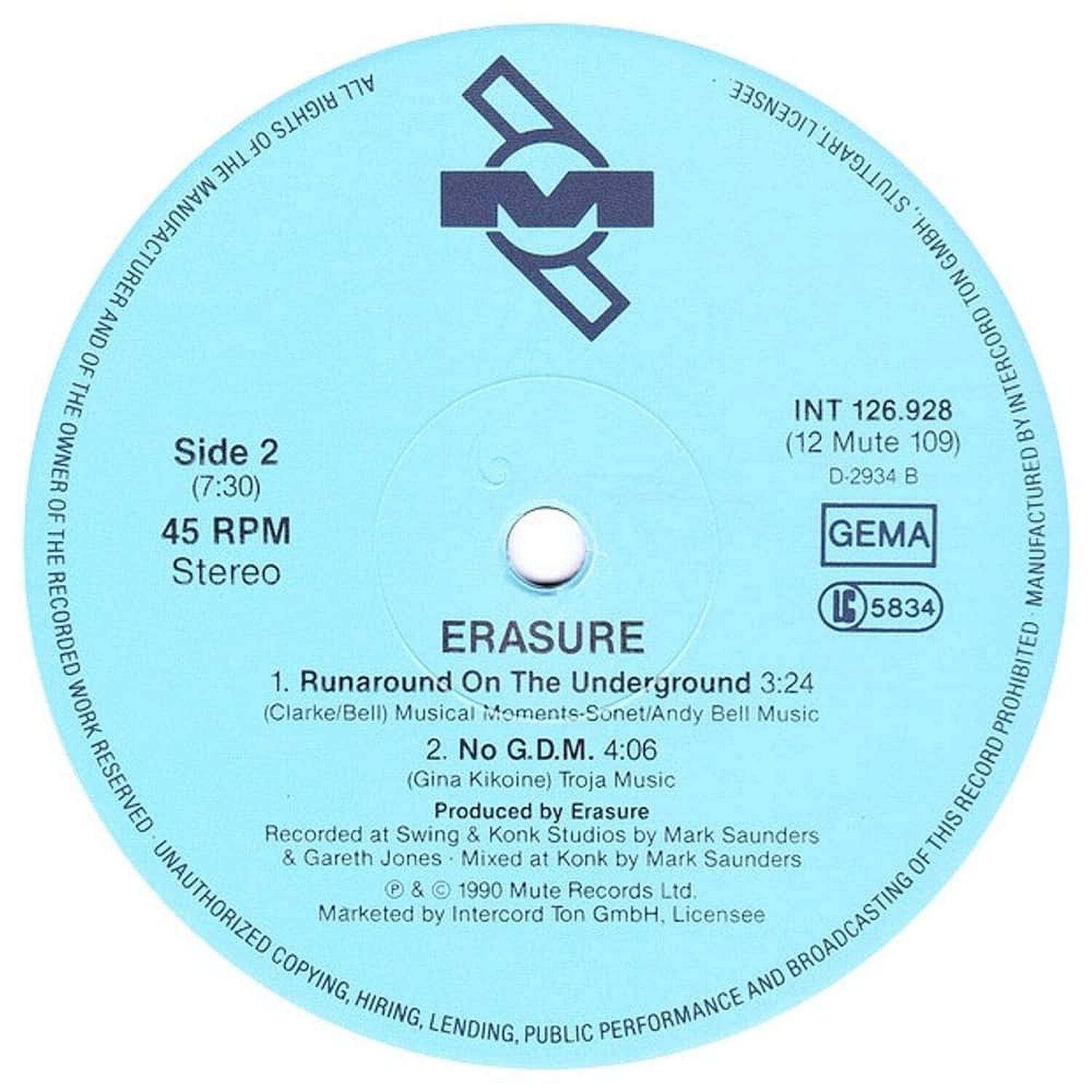 Erasure - Blue Savannah | 12" Maxi Single Vinilo Usado image number 3.0