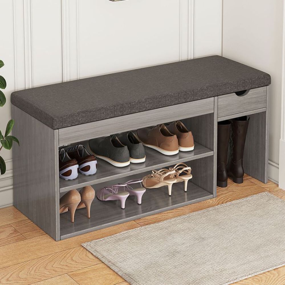 Puff Organizador Zapatero Multifuncional Madera 80x24x43 Cm image number 1.0
