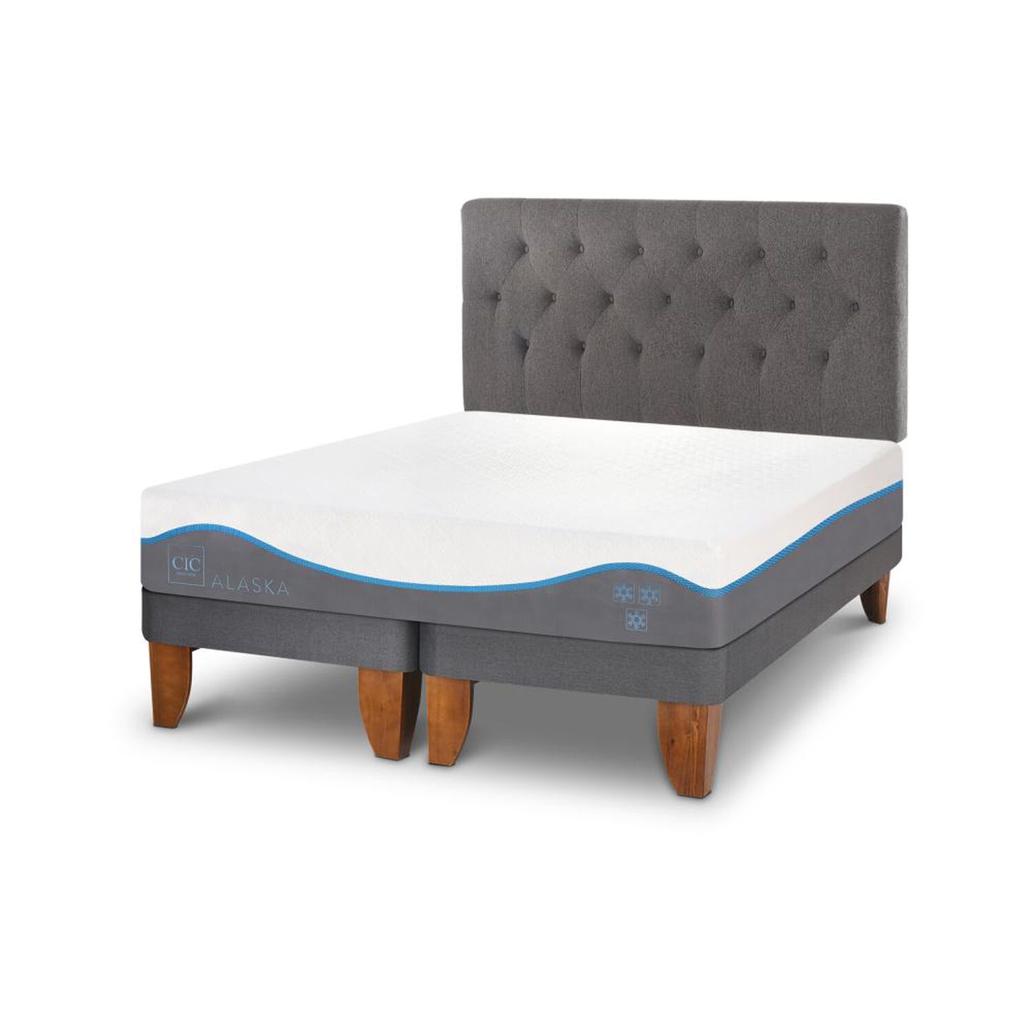 Cama Europea Cic Alaska / 2 Plazas / Base Normal + Respaldo image number 1.0