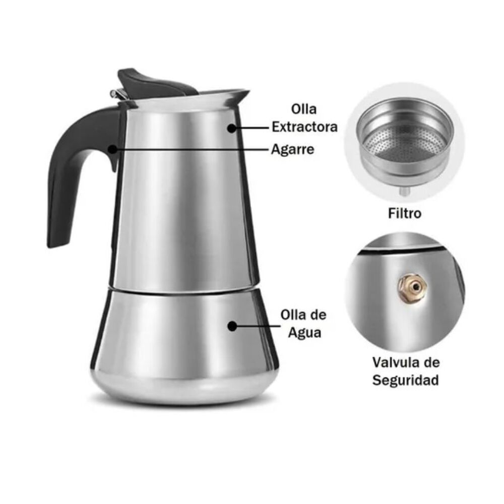 Cafetera Italiana Inoxidable Cafetera Espresso 4 Tazas image number 5.0