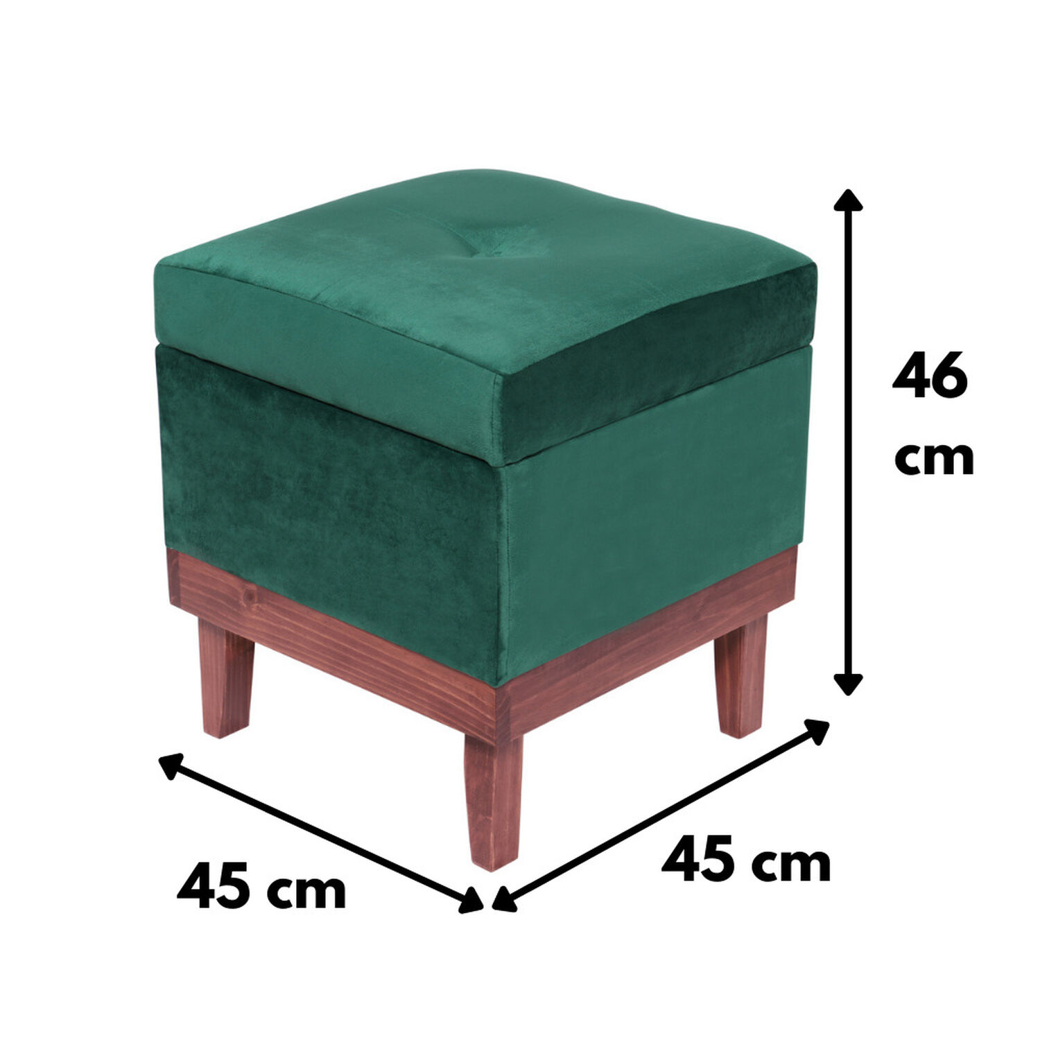 Pouf Ba&uacute;l Emilia Verde Botella Felpa 45x45x46 Cm image number 4.0
