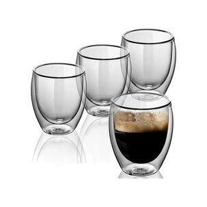Set 4 Vasos Vidrio Doble Pared Térmico 80 Ml Transparente