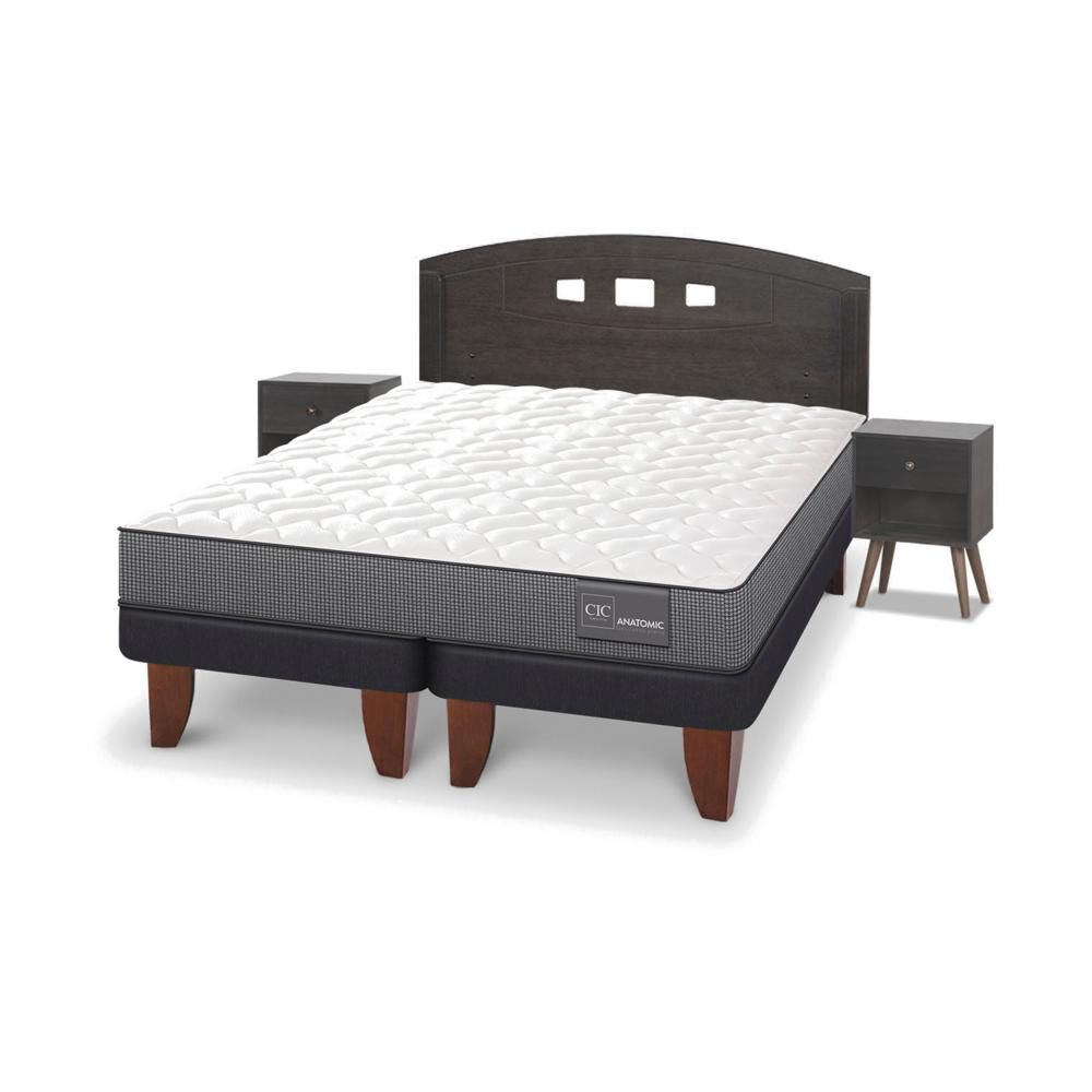 Cama Europea Cic Anatomic / 2 Plazas / Base Dividida + Set De Maderas image number 2.0