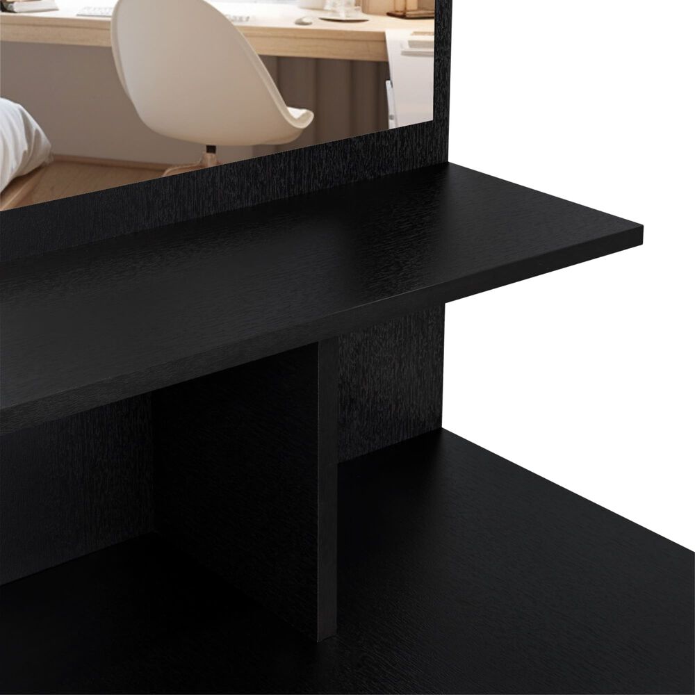 Velador Multifuncional Con Espejo 1 Cajón Negro 170,7 Cm X 47,5 Cm X 54 Cm image number 6.0