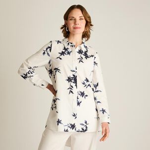 Blusa Estampado Flores Manga Larga Cuello Camisero Mujer Lorenzo Di Pontti