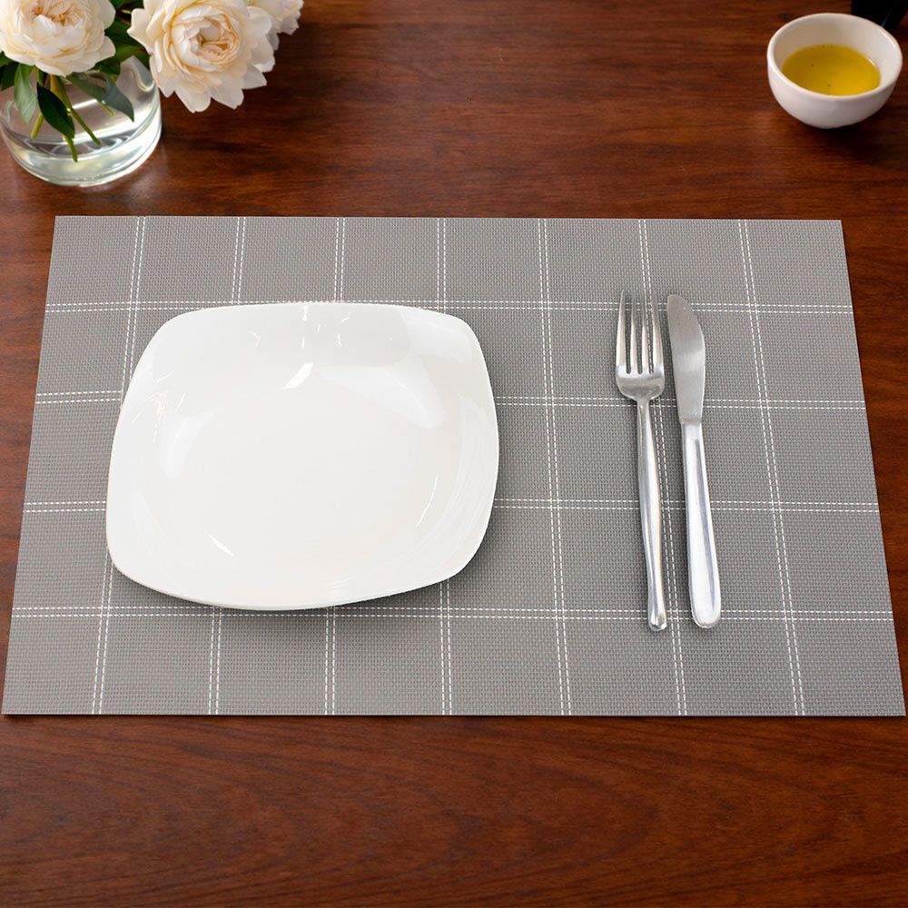 Pack 6 Individuales De Mesa Nautica Home 45x30cm Gris A Cuadros image number 0.0