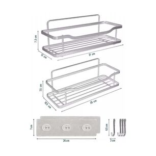 Organizador Ducha Ba&ntilde;o Adhesivo 2 Repisas 13x31x7.5 Cm Gris