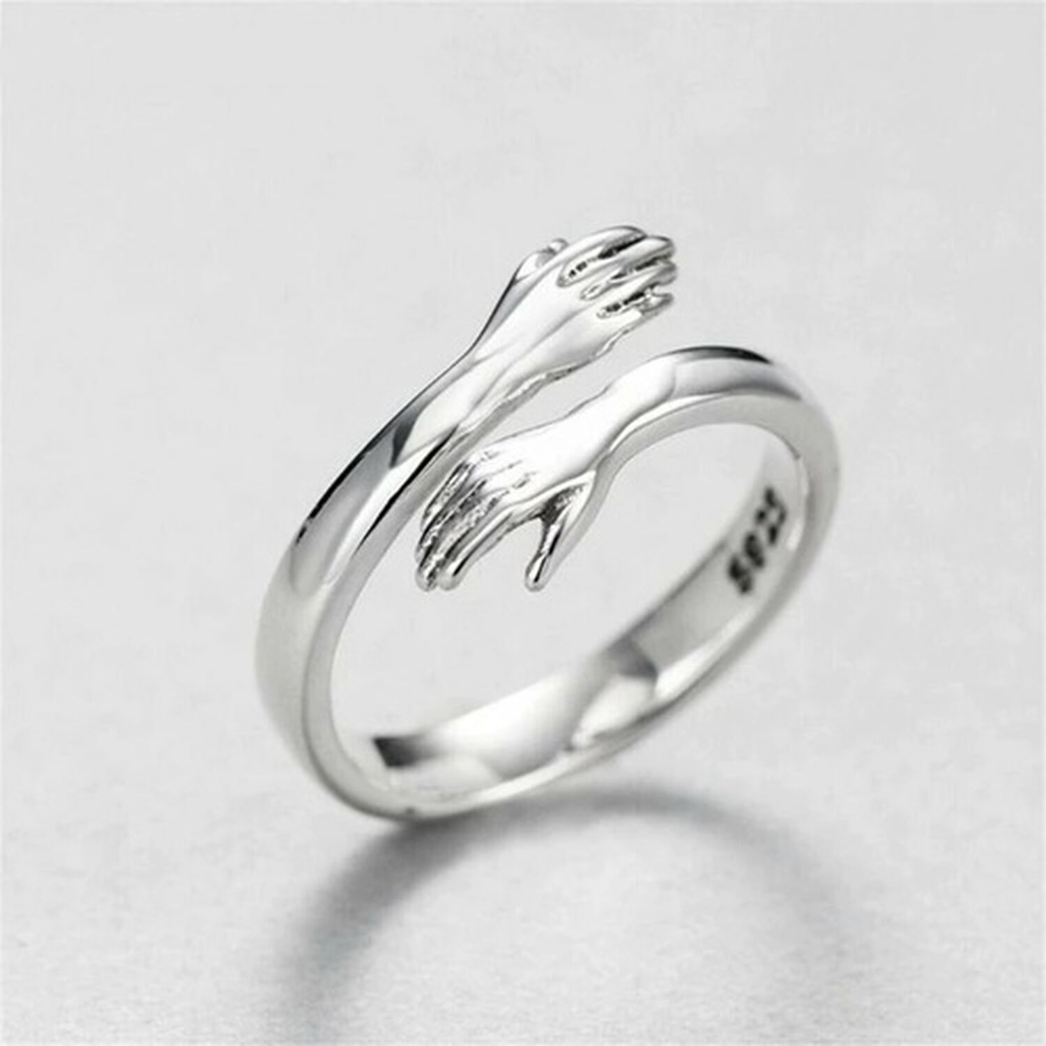 Anillo Abrazo Plata Real Sterlina 925 Abrazo Amor Joyeria Fina image number 1.0