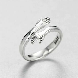 Anillo Abrazo Plata Real Sterlina 925 Abrazo Amor Joyeria Fina