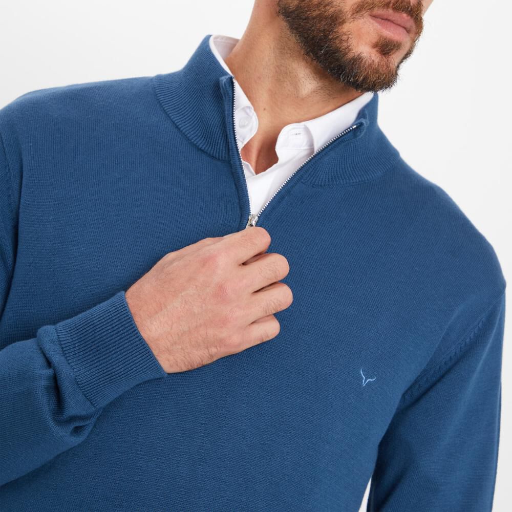 Sweater Slim Fit Manga Larga Cuello Alto Medio Cierre Hombre Az Black image number 4.0