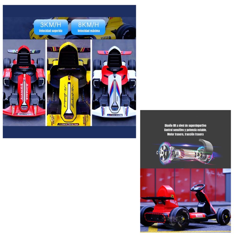 Go Kart Auto Eléctrico 12v25a Rojo Con Control Lubabycas image number 8.0