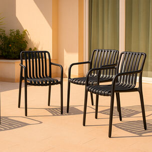 Set 4 Sillas Terraza Pl&aacute;stica Giza Negra