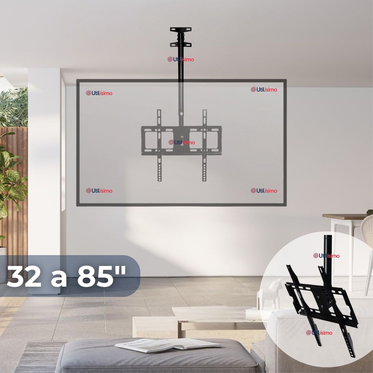 Soporte Tv Pared Techo Ajustable 68kg 32 A 85 Pulgadas image number 0.0