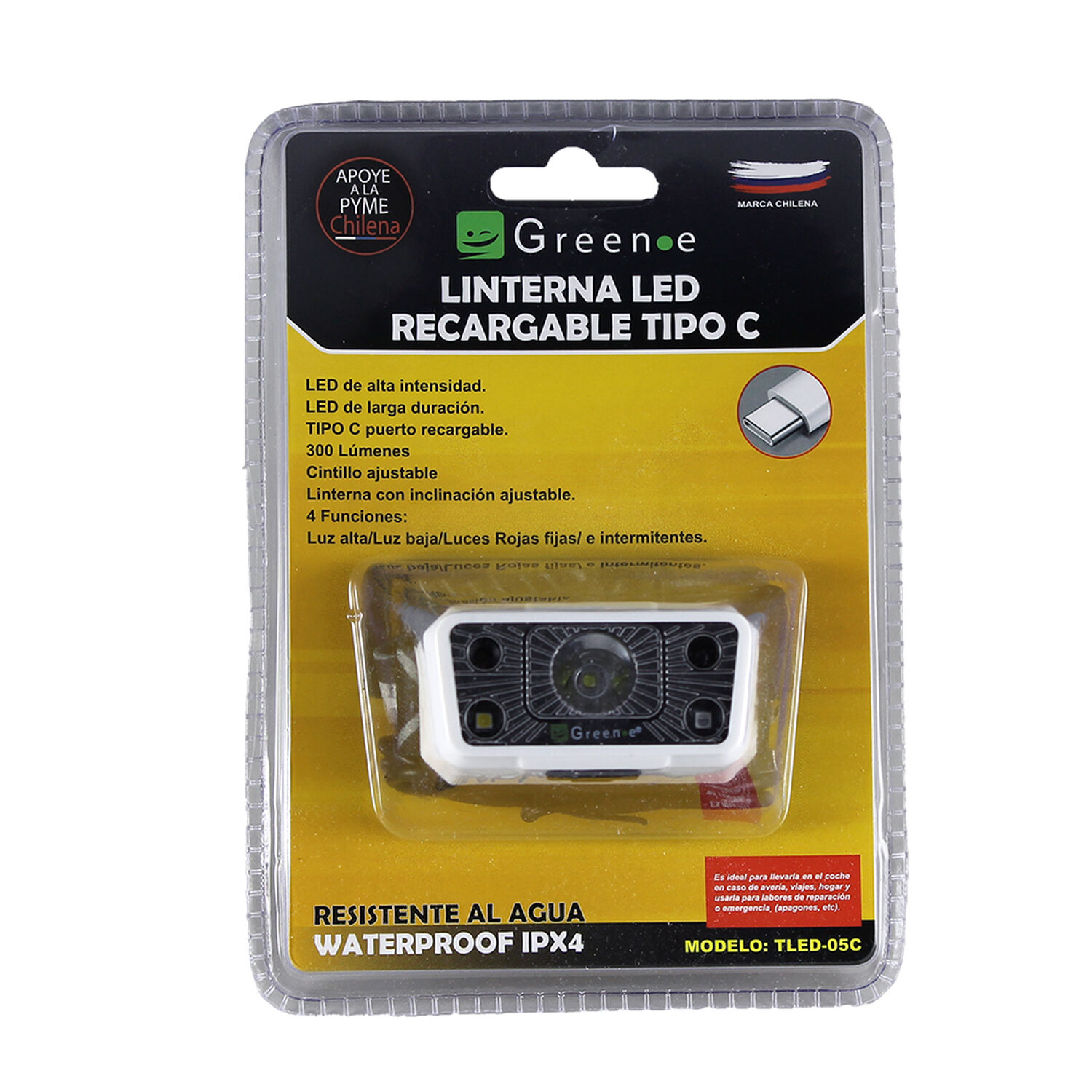 Linterna Led Cintillo Recargable 300 L&uacute;menes. image number 0.0