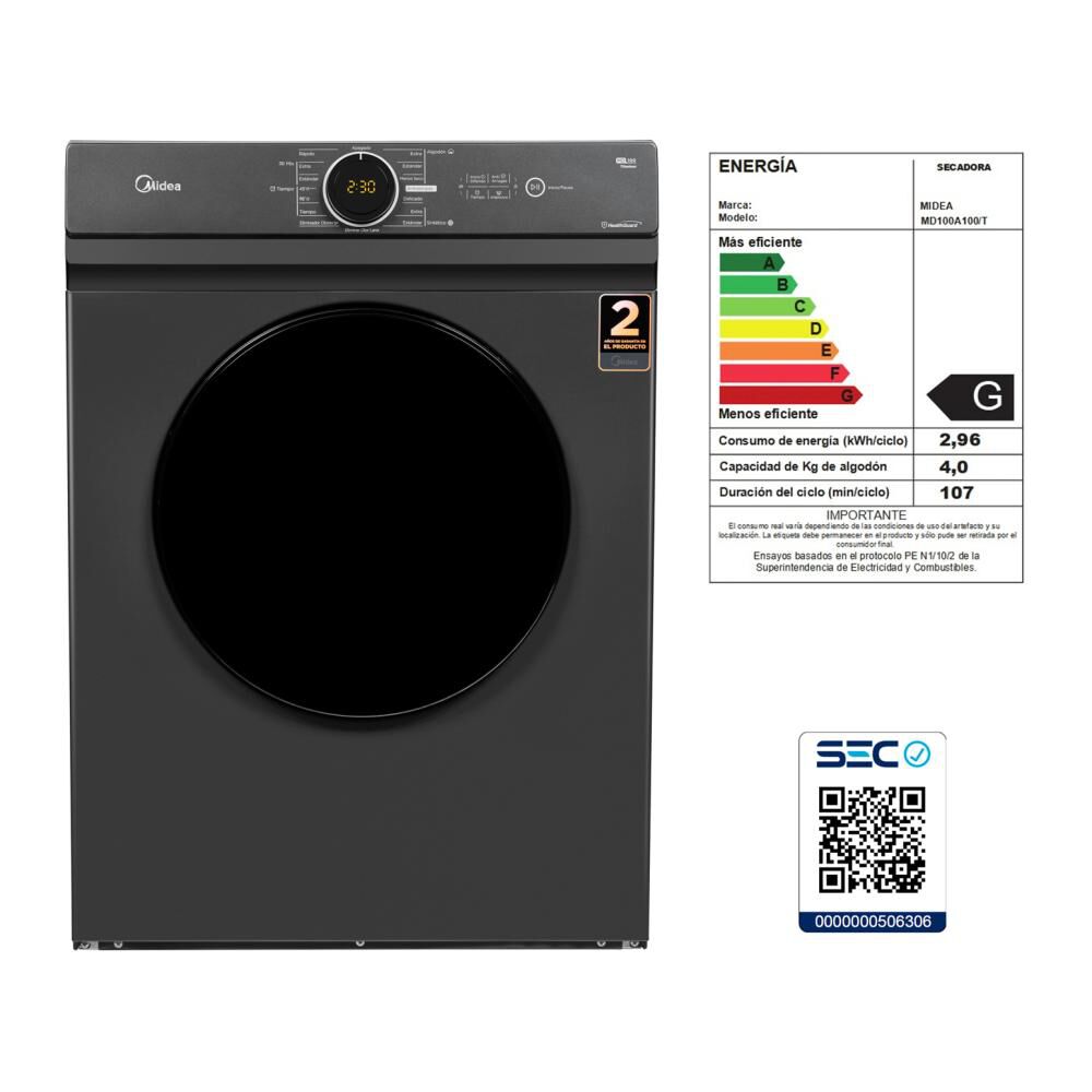 Secadora Midea MD100A100/T / 10 Kg image number 9.0