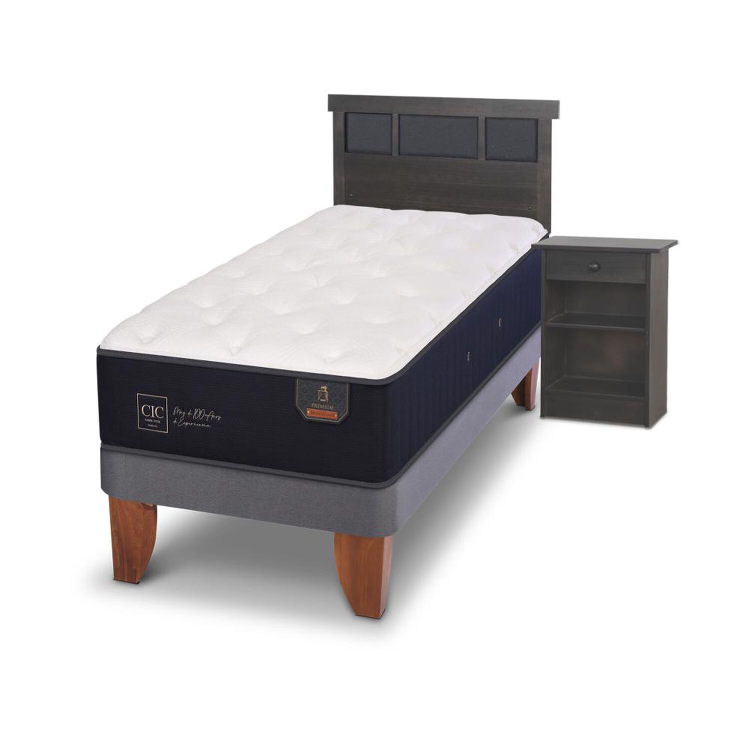 Cama Europea Cic Premium / 1.5 Plazas / Base Normal + Set De Maderas image number 1.0