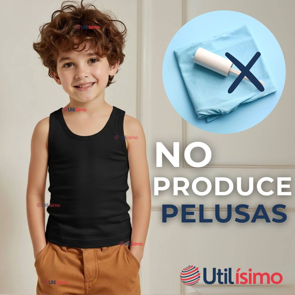 Camiseta Sin Manga Básica Suave 100% Algodón Colores Surtidos Niño image number 9.0