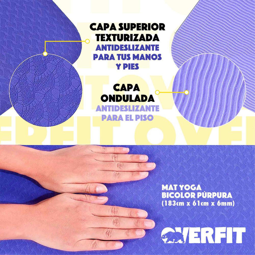 Mat Yoga Tpe 6mm Overfit Alfombra Alfombra Pilates Bicolor image number 2.0