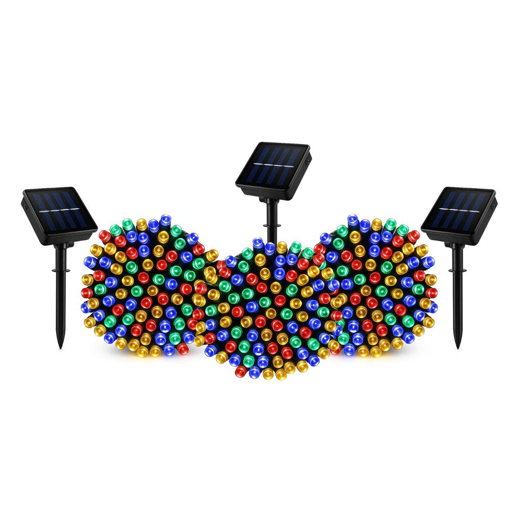 Set 3 Luces Guirnalda Navidad Solar 100 Led Rgb 10m Hogar image number 0.0