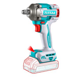 Llave Impacto Brushless 1/2" 400 Nm Con 2 Baterías 2ah, 20v Y Cargador Total