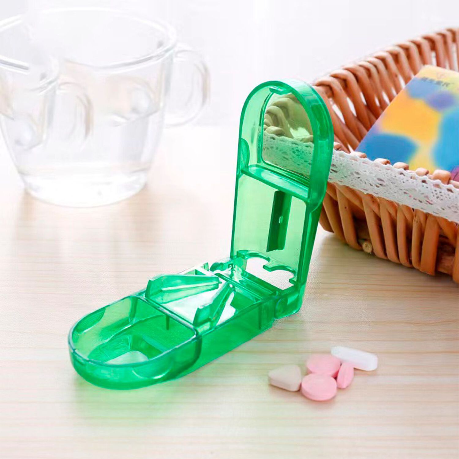 Pastillero Organizador Cortador Dosificador Pastilla Oneder Verde image number 6.0