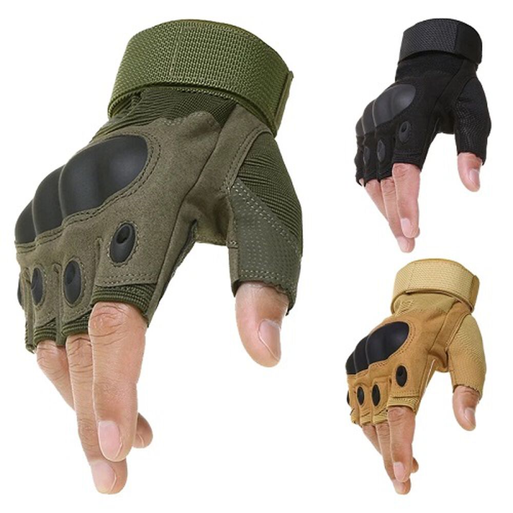 Guantes Tácticos Para Motocicleta O Bici Nudillos Extra Duros Reforzado Correa Sin Dedos image number 7.0